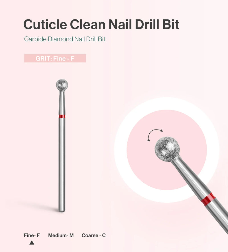 Ball Shape Tungsten Carbide Safety Under Nail Cleaner Nail Drill Bit