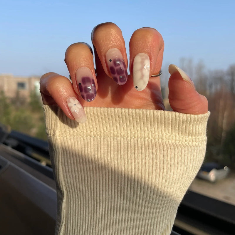 Nailo gellak stickers Berry Bloom, nude met diepe bessentinten
