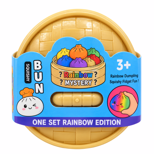 Verpakking van de Mystery Dumpling Squishy Rainbow Small