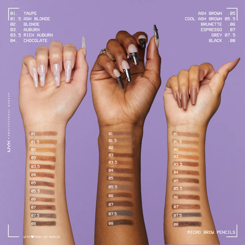 NYX Professional Makeup Micro Brow Pencil Cool Ash Brown, ultra fijn wenkbrauwpotlood, foto 3 van 4