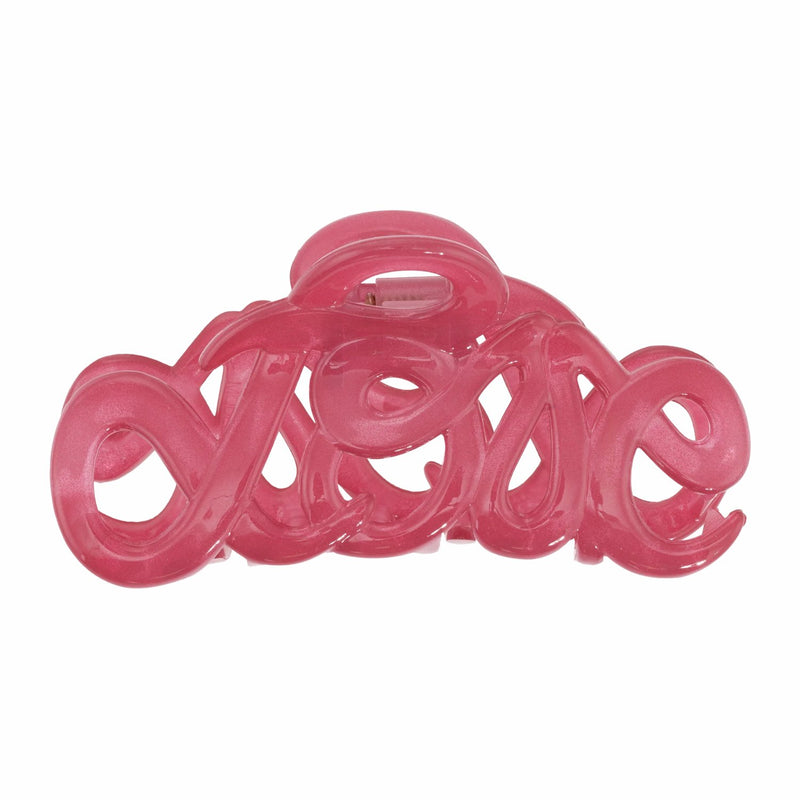 Bon Dep Love Claw Clip Rose Pink 8 Cm, roze haarklem in de vorm van de letters love