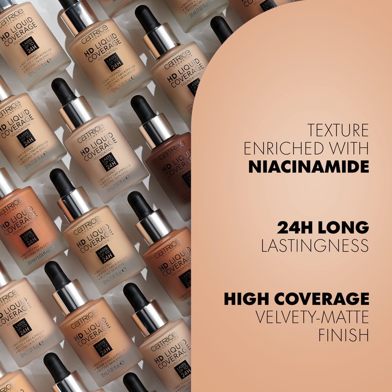Catrice HD Liquid Coverage Foundation 002 Porcelain Beige, vloeibare foundation, foto 6 van 7