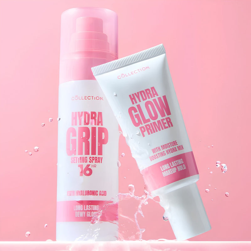 Collection Hydra Grip Setting Spray, fijne nevel voor langhoudende make-up met hydraterende ingrediënten.