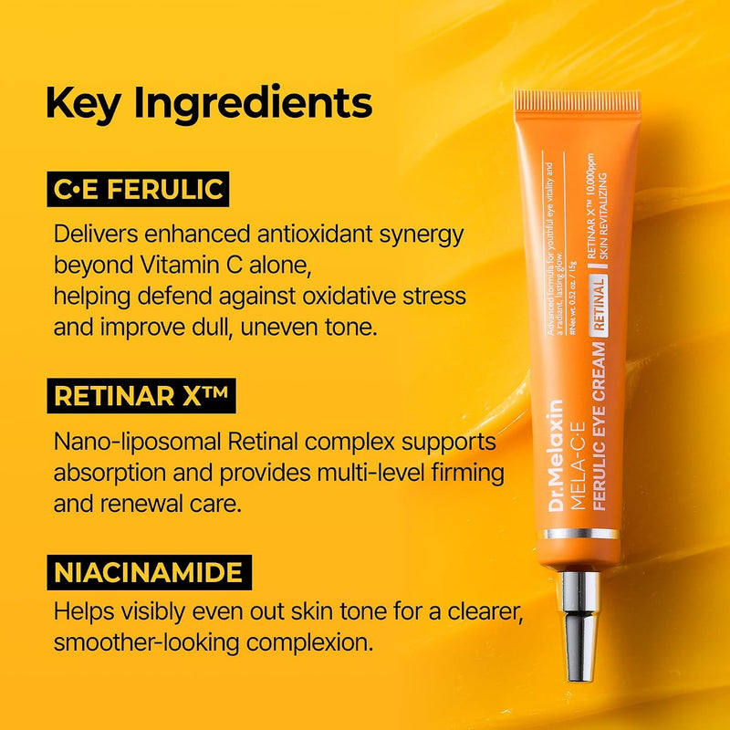 Dr. Melaxin Mela Ce Ferulic Eye Cream, oogcrème die de doffe huid revitaliseert en de elasticiteit verbetert