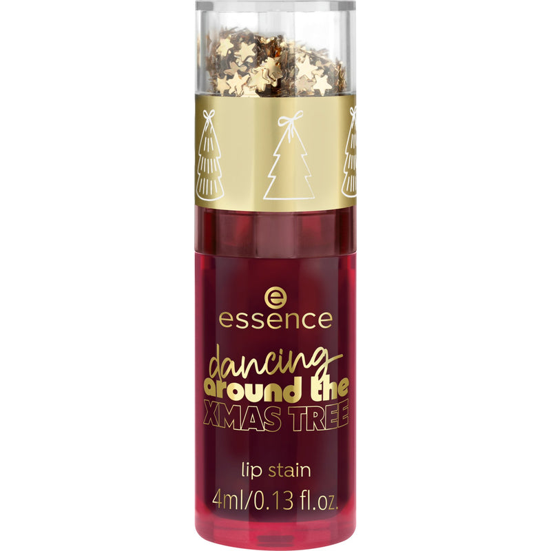 Essence Dancing Around the Xmas Tree Lip Stain 01 Ho-ho-hop!, vloeibare lip stain met roze-rode tint