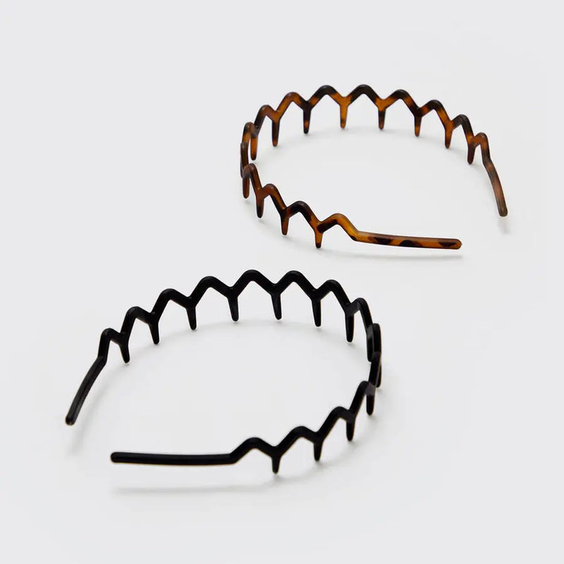 Kitsch Black & Tort Zig zag Headbands 2pc