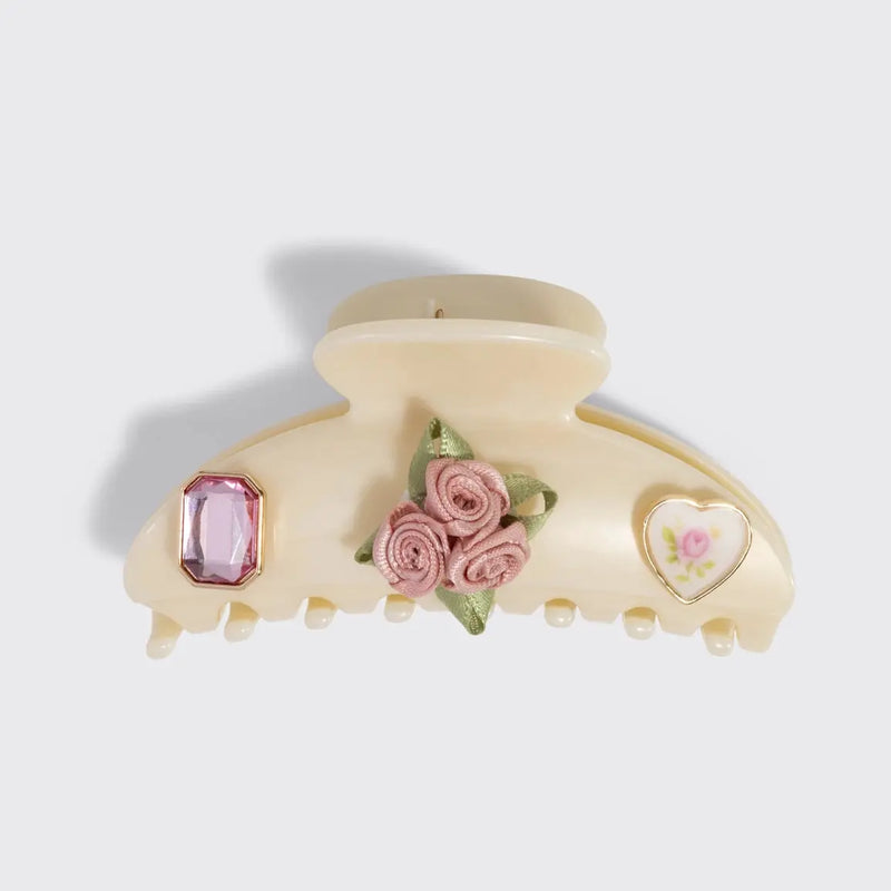 Kitsch KitschPop Charms & Curved Claw Clip Set Pearlized Cream