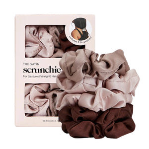 Satin Sleep Scrunchies 5pc Set Cameo