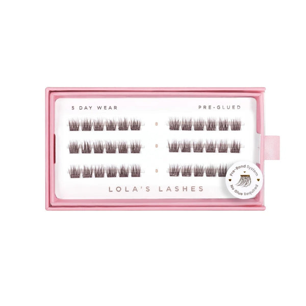 Lola's Lashes Pre-glued Lashes Soft Wisp Brown 8mm, voorgelijmde wimperclusters in bruin