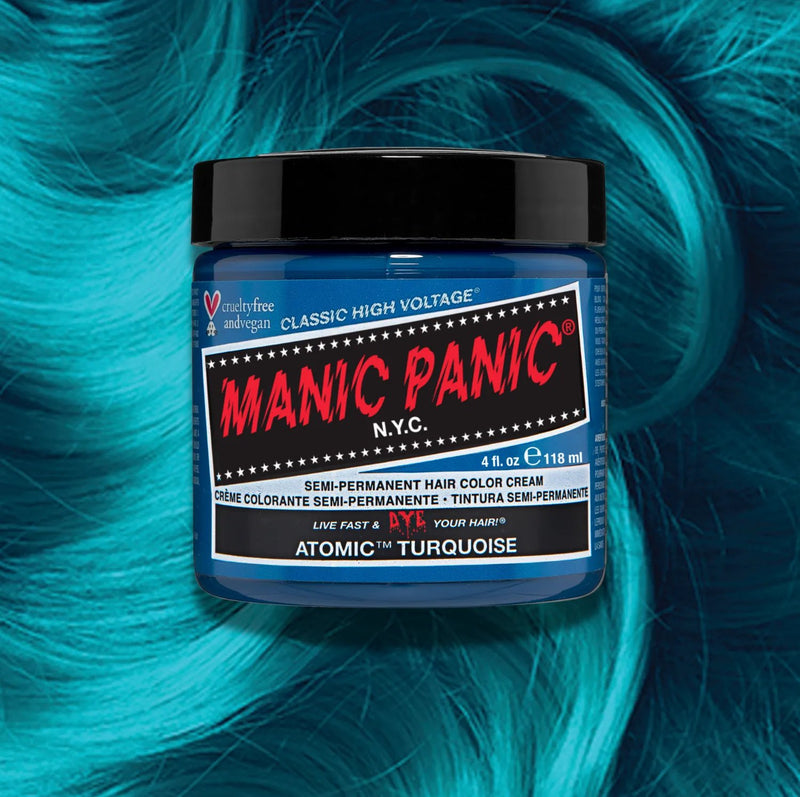 Manic Panic High Voltage Classic Cream Formula Atomic Turquoise, semi-permanente haarverf aquablauw, foto 6 van 6