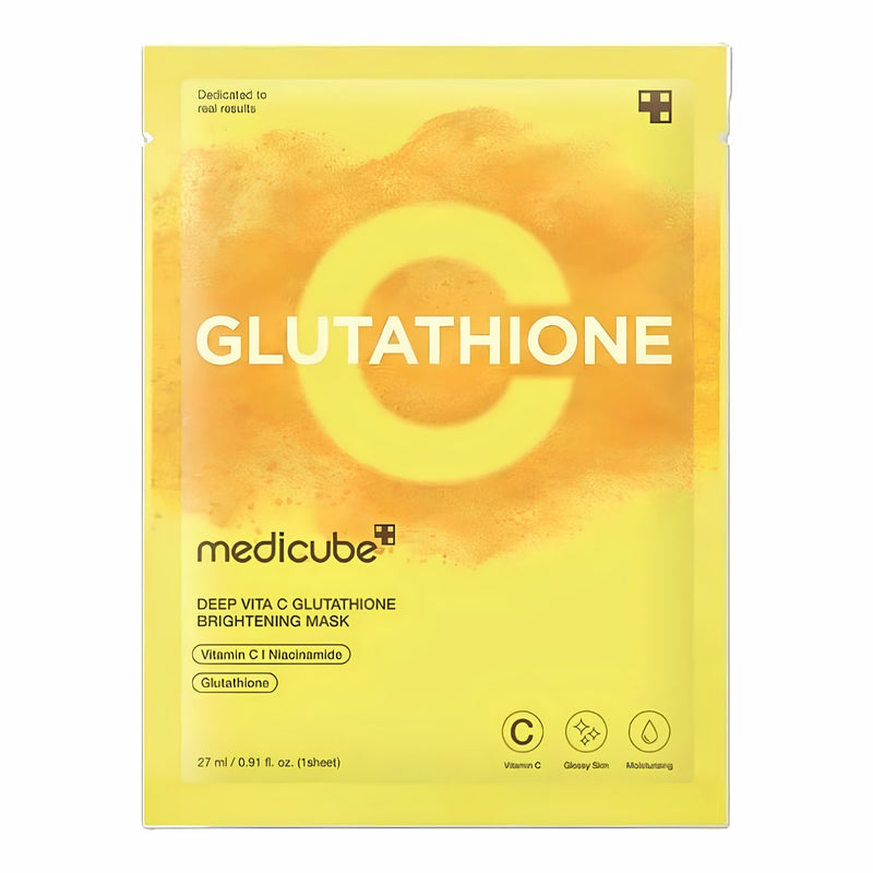 Medicube Deep Vita C Glutathione Brightening Mask, een sheet mask voor een stralende en egale huid.