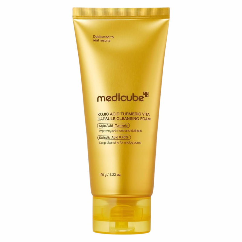 Medicube Kojic Acid Turmeric Vita Capsule Cleansing Foam, verhelderende gezichtsreiniger met kojiczuur en kurkuma