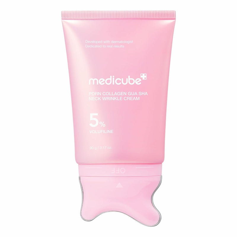 Medicube Pdrn Collagen Gua Sha Neck Wrinkle Cream, crème met ingebouwde gua sha applicator