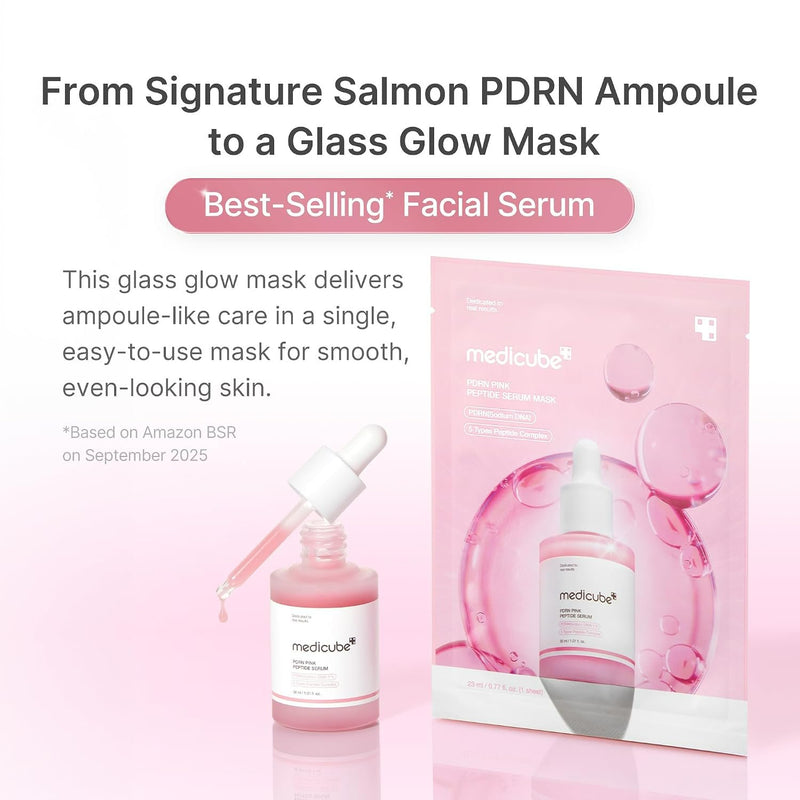 Medicube PDRN PINK Peptide Serum MASK 10-Pack, hydraterend sheet mask met peptiden