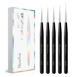 Nail Art Liner Brushes Black 5Pcs