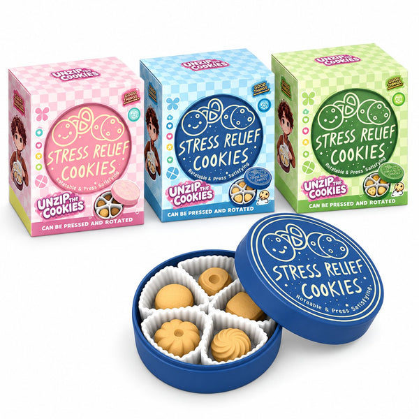 Squishy Mystery Clicker Spinner ASMR Cookies, set van 12 verrassings fidget toys