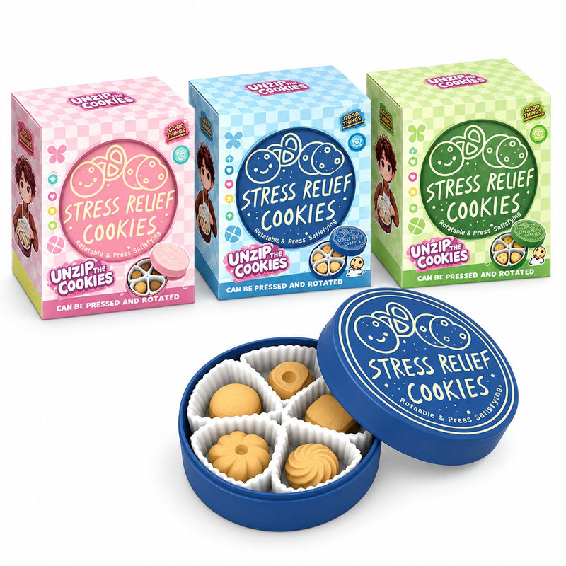 Squishy Mystery Clicker Spinner ASMR Cookies, set van 12 verrassings fidget toys