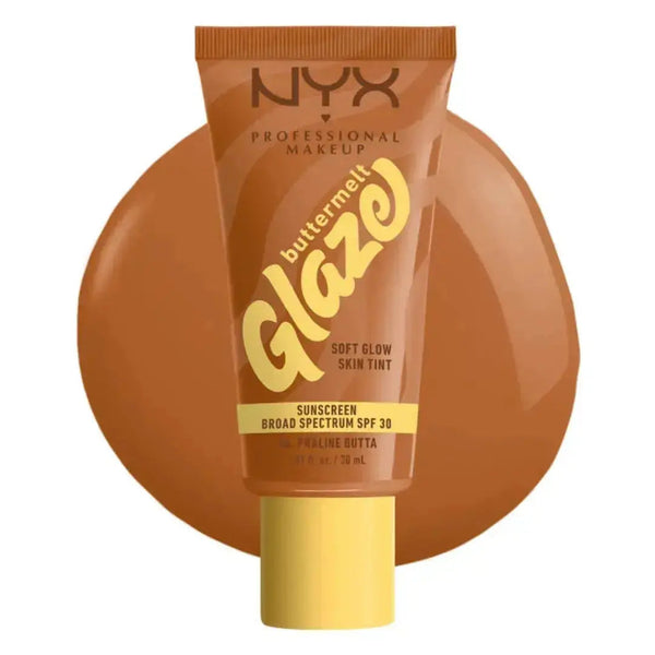 NYX Professional Makeup Buttermelt Glaze Soft Glow Skin Tint SPF 30 Chai Butta, glowy foundation
