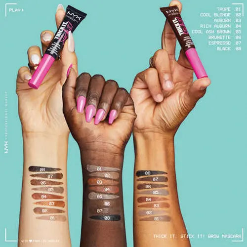 NYX Professional Makeup Thick It. Stick It! Brow Gel 08 Black, getinte wenkbrauwgel, foto 2 van 4