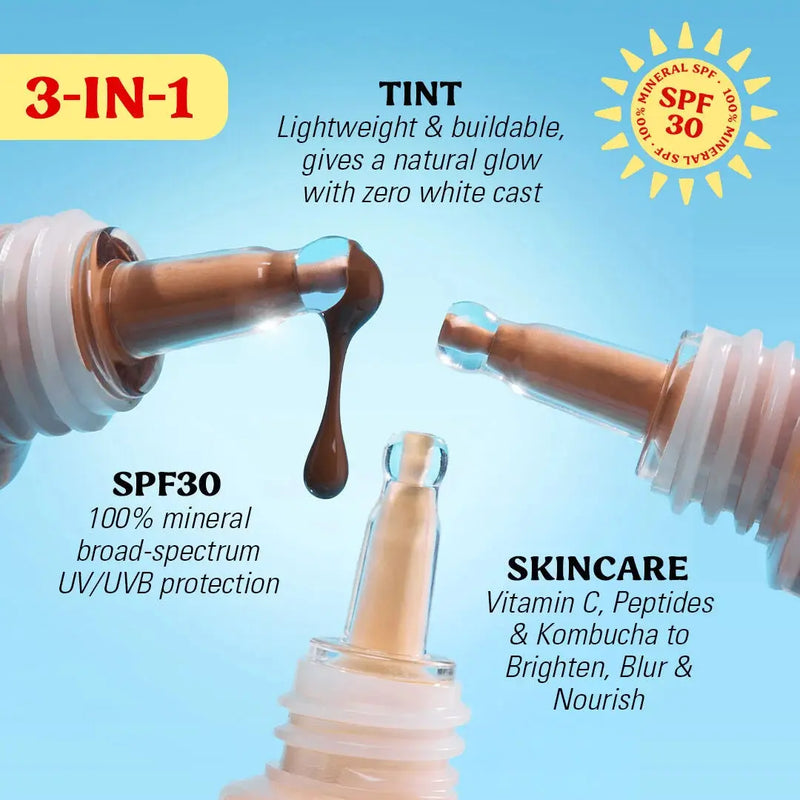 Revolution Superdewy SPF30 Skin Tint Tan Cool, een minerale skin tint met SPF30, foto 2 van 5