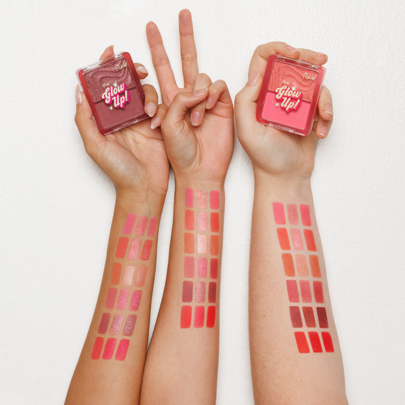Rude Cosmetics The Glow Up! Matte & Shimmer Blush Duo Pink Aura, 2-in-1 blush duo, foto 2 van 9