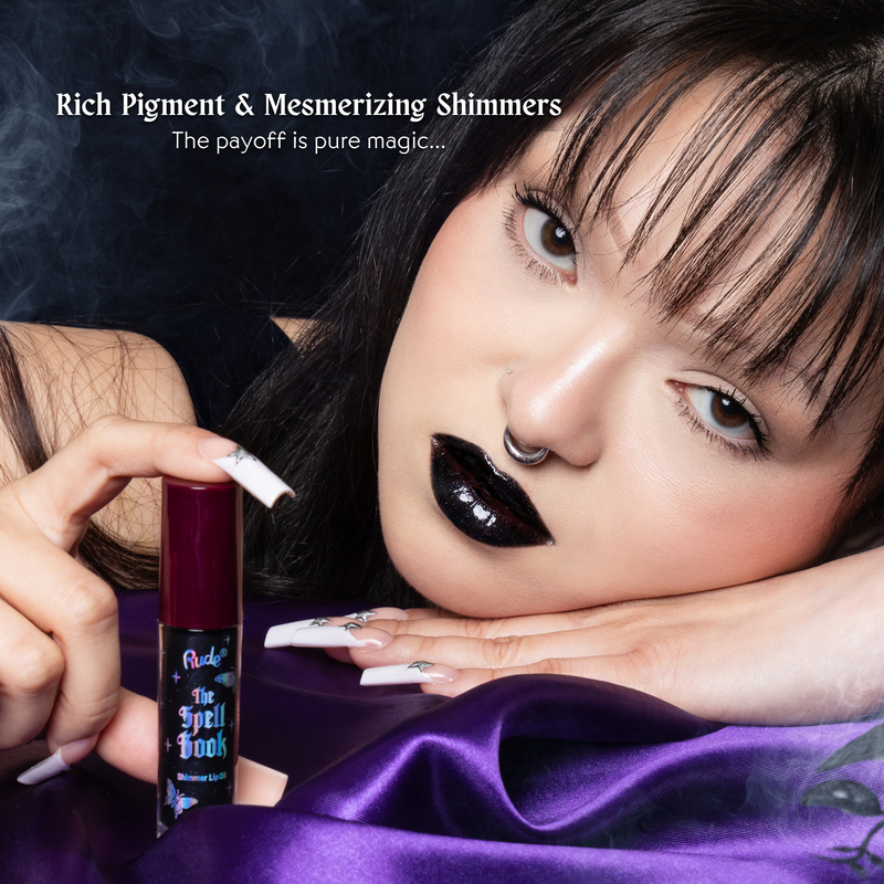 Rude Cosmetics The Spell Book Collection Shimmer Lip Oil Dreambind, glanzende lipolie met shimmer, foto 5 van 7