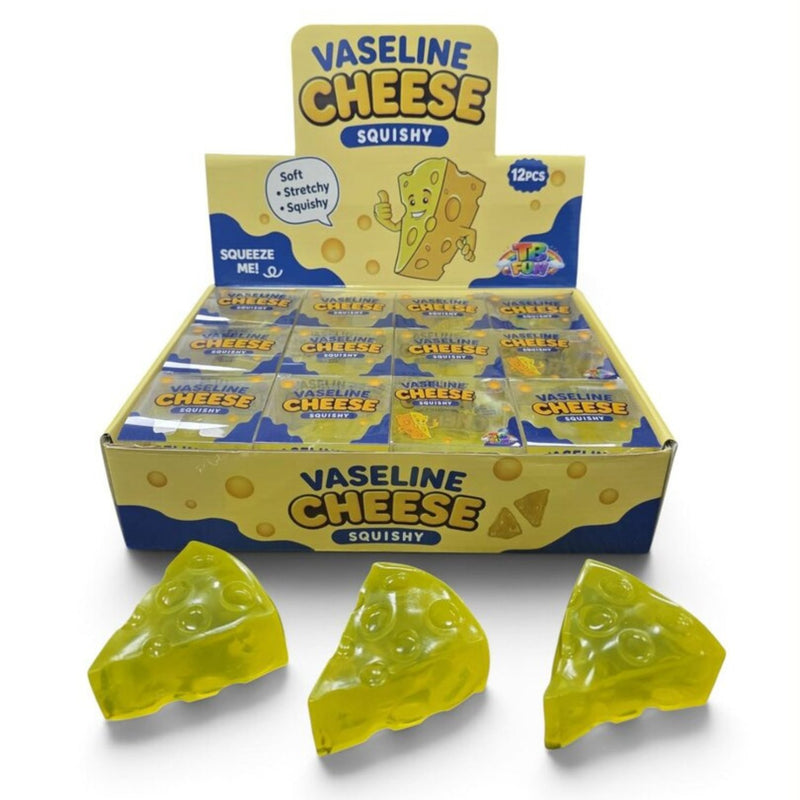 Squishy Clear Cheese Wedge Vaseline Squishy, een doorzichtige squishy in de vorm van een kaaswigje