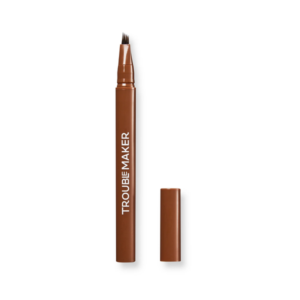 Trouble Maker Fluffer Brow Brush Natural Brow Pen Medium Brown, wenkbrauwpen voor volle, natuurlijke brows