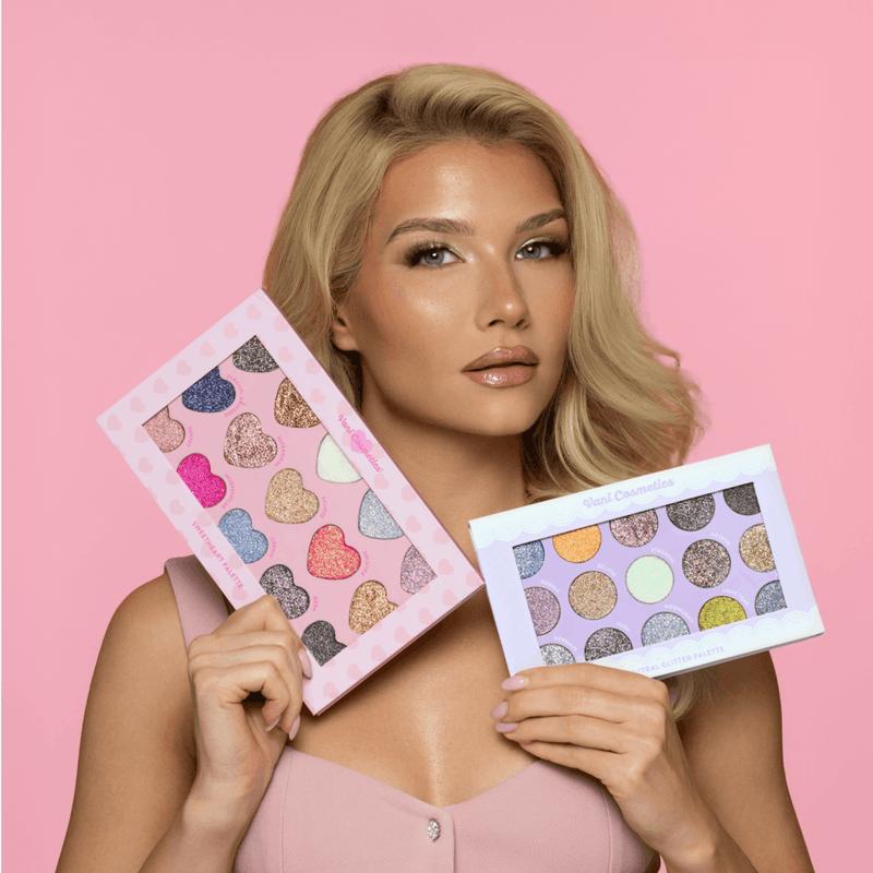 Vani Cosmetics Neutrals Glitter Palette, oogschaduwpalette met 18 neutrale glitterkleuren, foto 4 van 8