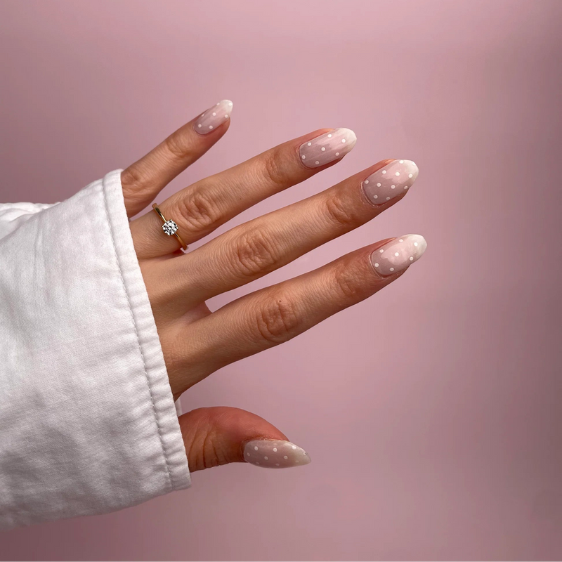 Nailo gellak stickers Dot Dot White, nude met witte stipjes