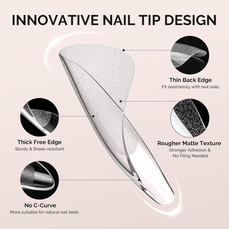 Full Cover Soft Gel Nail Tips Long Almond Stiletto 300pcs