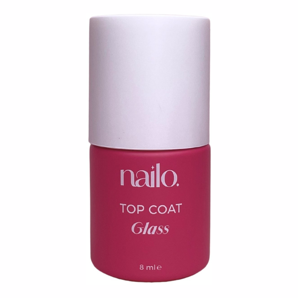Nailo Top Coat Glass, glanzende no-wipe gellak top coat voor een langhoudende manicure