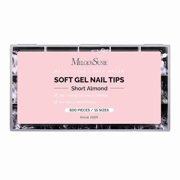 Half Cover Soft Gel Nail Tips Short Almond 600pcs