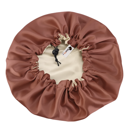 African Fabs Chocolate Brown Satin Hair Bonnet Reversable