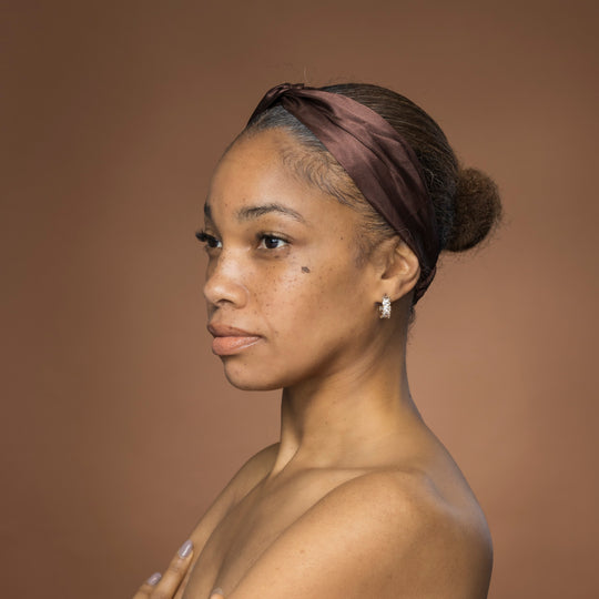 African Fabs Satin Headband With Twist Brown