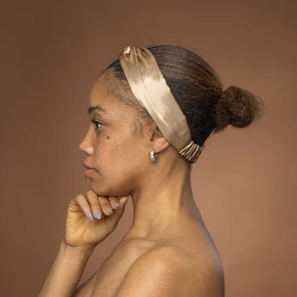 African Fabs Satin Headband With Twist Khaki