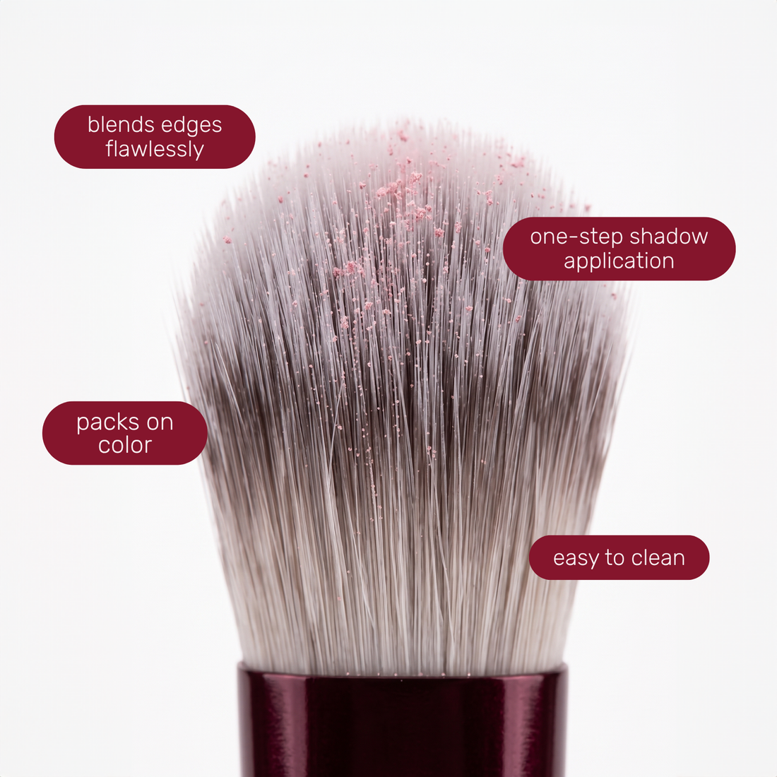 Pinselkopf des Boozyshop Flawless Blending Shader Brush mit Textlabels zur Anwendung