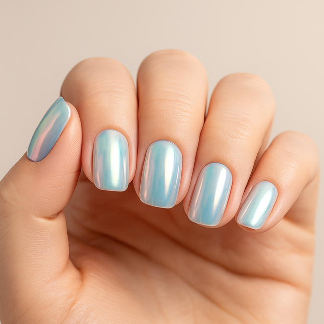 Boozyshop Press On French Nails Metallic Pearlescent