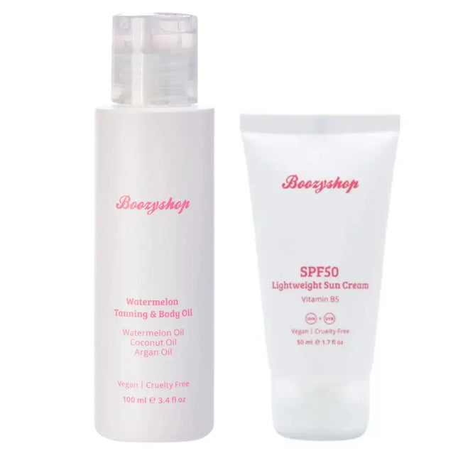 Boozyshop Tanning Oil + SPF50 Lightweight Sun Cream Set
