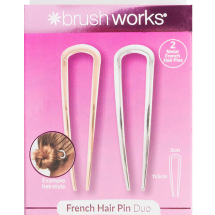 Brushworks French Hair Pin Duo Gold & Silver