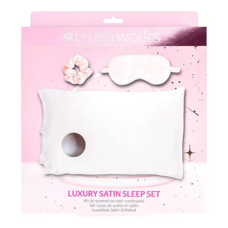 Brushworks Luxury Satin Sleep Set, een set met een slaapmasker, kussensloop en scrunchie