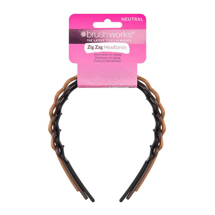 Brushworks Neutral Zig Zag Headbands Set Matte
