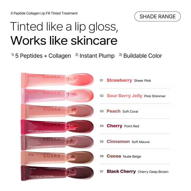 COSRX 5 Peptide Collagen Lip Fill Tinted Treatment 06 Cocoa, getinte lippenbalsem met peptiden en collageen, foto 8 van 8