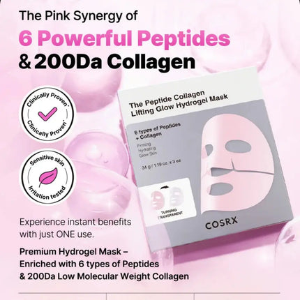COSRX Peptide Collagen Glow Hydrogel Mask 3-Pack