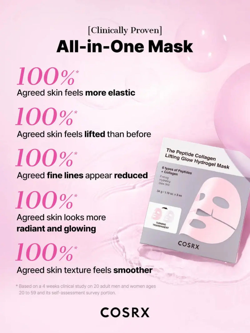 COSRX Peptide Collagen Glow Hydrogel Mask 3-Pack