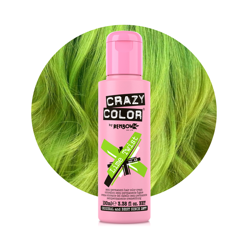 Crazy Color 68 Lime Twist, semi-permanente haarverf in felgroen