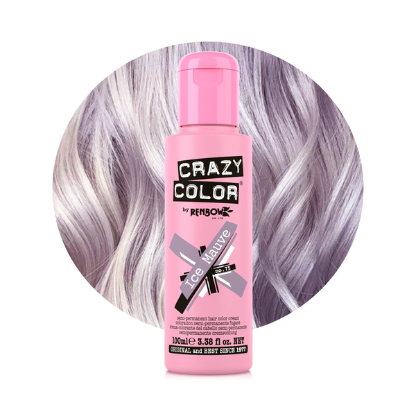 Crazy Color 75 Ice Mauve, semi-permanente haarverf in metallic violet