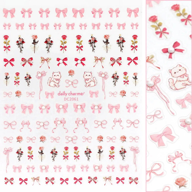 Daily Charme Bejeweled Nail Art Sticker Coquette Roses