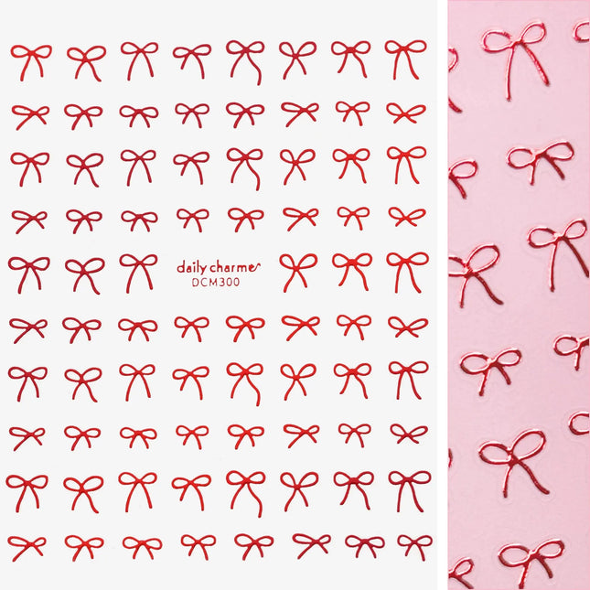 Daily Charme Kawaii Nail Art Sticker Coquette Bows Metallic Red