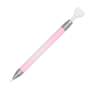 Silicone Twist Crystal Pick-Up Pen Pink White